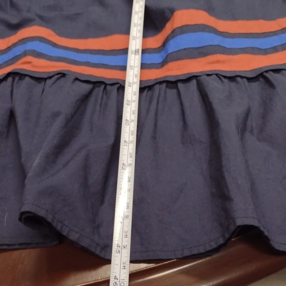 Sundry 100% Cotton Navy Midi Dress with Red and Blue Accents Boho BohemianCasual - Picture 10 of 12